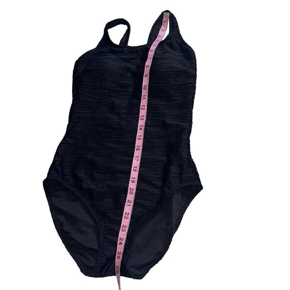 Gottex Vintage Womens One Piece Swimsuit Size 10 Black Textured Low Back Classic - Picture 8 of 13